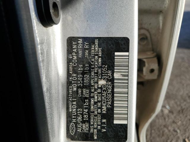 KMHCU5AEXDU131052 - 2013 HYUNDAI ACCENT GLS SILVER photo 12