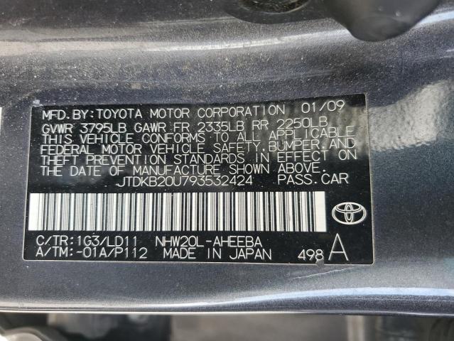 JTDKB20U793532424 - 2009 TOYOTA PRIUS GRAY photo 13