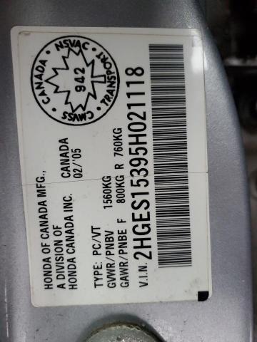 2HGES15395H021118 - 2005 HONDA CIVIC DX VP Gümüş foto 12