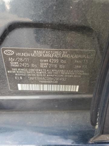 5NPEB4AC0BH291492 - 2011 HYUNDAI SONATA GLS BLUE photo 12