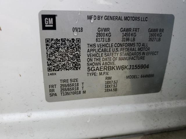 5GAERBKW6KJ155904 - 2019 BUICK ENCLAVE ESSENCE 白色 照片 13