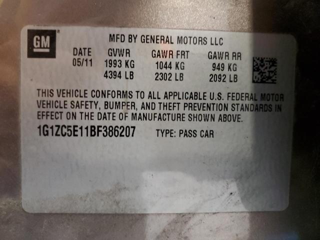 1G1ZC5E11BF386207 - 2011 CHEVROLET MALIBU 1LT 棕色 照片 12