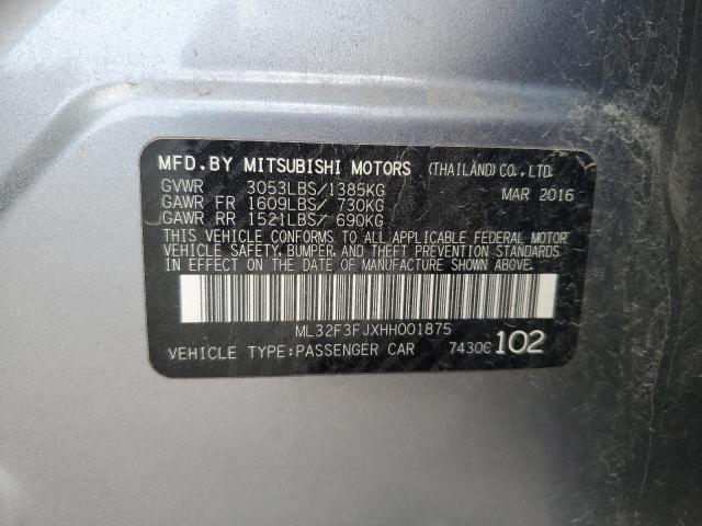 ML32F3FJXHH001875 - 2017 MITSUBISHI MIRAGE G4 ES GRAY photo 12