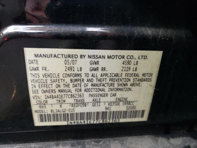 1N4BA41E77C862363 - 2007 NISSAN MAXIMA SE BLACK photo 12