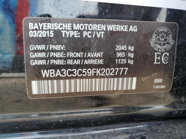 WBA3C3C59FK202777 - 2015 BMW 320 I XDRIVE BLACK photo 12