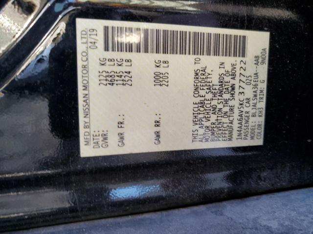 1N4AA6AV5KC377722 - 2019 NISSAN MAXIMA S BLACK photo 13