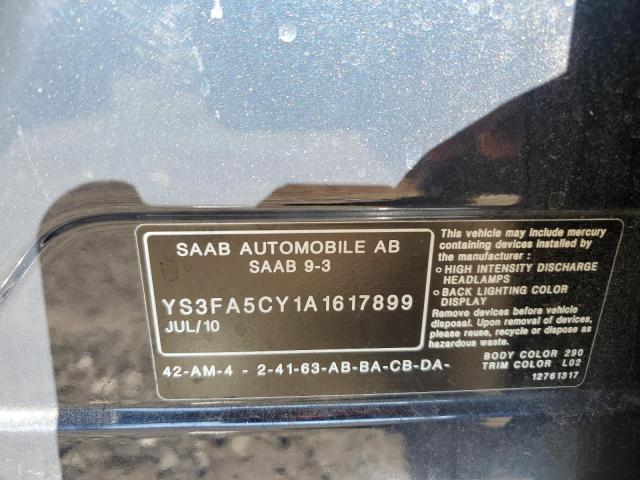 YS3FA5CY1A1617899 - 2010 SAAB 9-3 2.0T GRAY photo 12