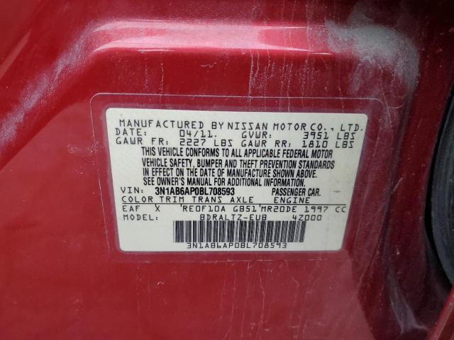 3N1AB6AP0BL708593 - 2011 NISSAN SENTRA 2.0 RED photo 12