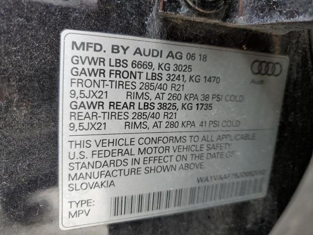WA1VAAF75JD052080 - 2018 AUDI Q7 PRESTIGE BLACK photo 14