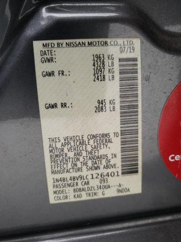 1N4BL4BV9LC126401 - 2020 NISSAN ALTIMA S GRAY photo 12