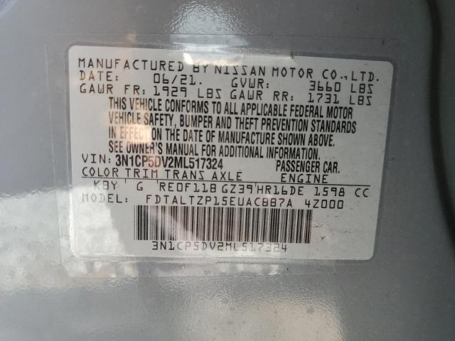 3N1CP5DV2ML517324 - 2021 NISSAN KICKS SR GRAY photo 14