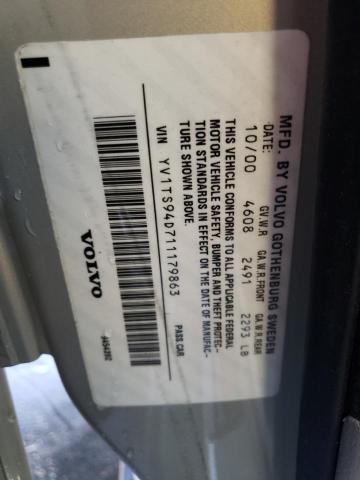 YV1TS94D711179863 - 2001 VOLVO S80 Plata foto 13
