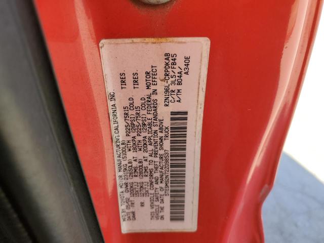5TESM92N72Z098537 - 2002 TOYOTA TACOMA XTRACAB PRERUNNER წითელი ფოტო 12