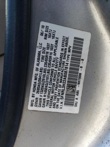 5FNRL3H22AB087814 - 2010 HONDA ODYSSEY LX SILVER photo 13