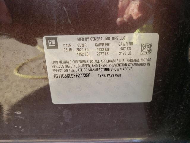 1G11C5SL9FF277356 - 2015 CHEVROLET MALIBU 1LT 勃艮第红 照片 12