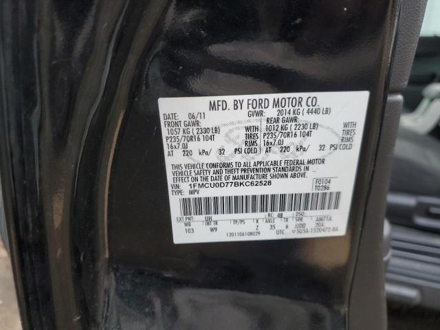 1FMCU0D77BKC62528 - 2011 FORD ESCAPE XLT BLACK photo 12