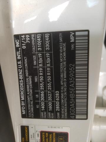 4JGDA5HB5EA359052 - 2014 MERCEDES-BENZ ML 350 4MATIC WHITE photo 14