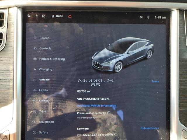 5YJSA1H17EFP44275 - 2014 TESLA MODEL S GRAY photo 9