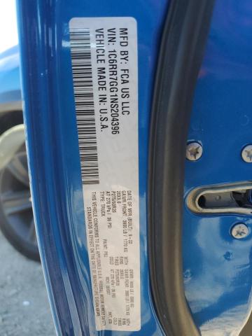 1C6RR7GG1NS204396 - 2022 RAM 1500 CLASS SLT 蓝色 照片 12
