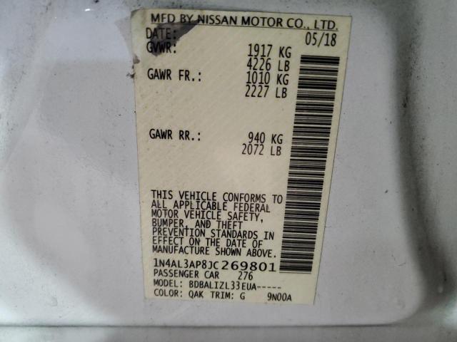 1N4AL3AP8JC269801 - 2018 NISSAN ALTIMA 2.5 WHITE photo 12