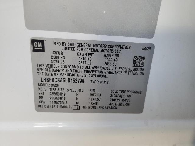 LRBFXCSA6LD162790 - 2020 BUICK ENVISION ESSENCE Սպիտակ լուսանկար 12