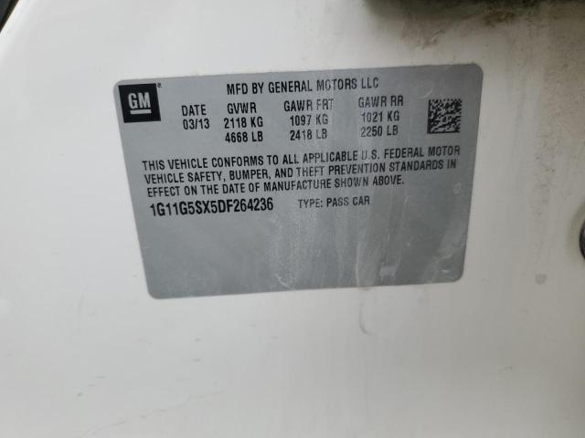 1G11G5SX5DF264236 - 2013 CHEVROLET MALIBU 3LT თეთრი ფოტო 12
