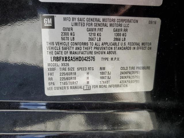 LRBFXBSA5HD042576 - 2017 BUICK ENVISION ESSENCE შავი ფოტო 12