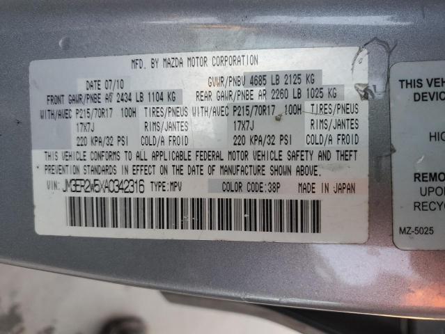 JM3ER2W5XA0342316 - 2010 MAZDA CX-7 SILVER photo 14