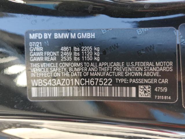 WBS43AZ01NCH67522 - 2022 BMW M4 COMPETITION BLACK photo 13