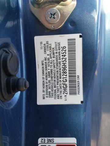 2HGFG12896H524526 - 2006 HONDA CIVIC EX BLUE photo 13