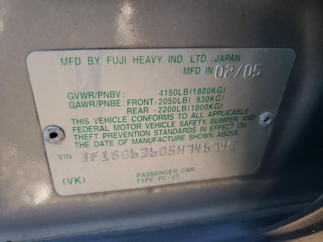 JF1SG63605H746745 - 2005 SUBARU FORESTER 2.5X GRAY photo 12