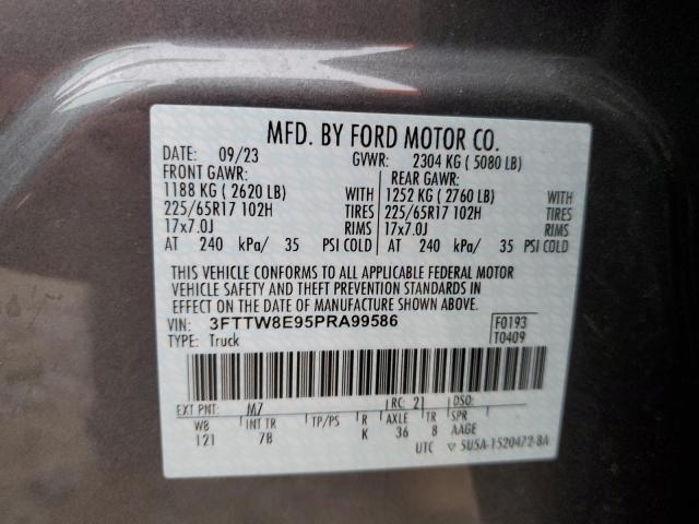 3FTTW8E95PRA99586 - 2023 FORD MAVERICK XL GRAY photo 13