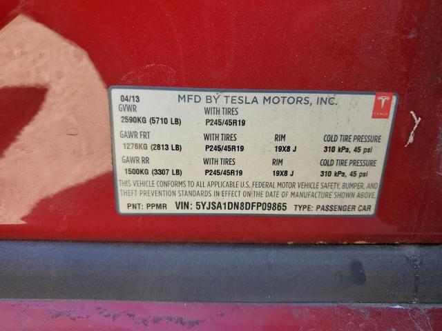 5YJSA1DN8DFP09865 - 2013 TESLA MODEL S Qırmızı foto 13