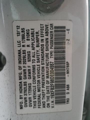 19XFB2F98DE004557 - 2013 HONDA CIVIC EXL WHITE photo 12