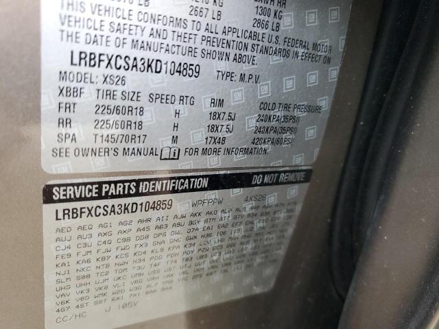 LRBFXCSA3KD104859 - 2019 BUICK ENVISION ESSENCE TAN photo 14