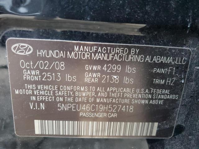 5NPEU46C19H527418 - 2009 HYUNDAI SONATA SE BLACK photo 12