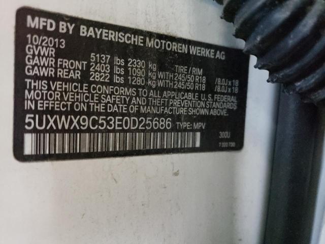 5UXWX9C53E0D25686 - 2014 BMW X3 XDRIVE28I WHITE photo 12