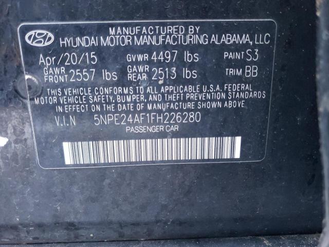 5NPE24AF1FH226280 - 2015 HYUNDAI SONATA SE BLACK photo 12