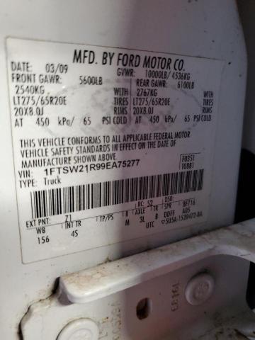 1FTSW21R99EA75277 - 2009 FORD F250 SUPER DUTY WHITE photo 12