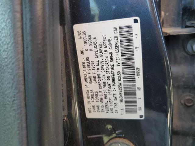 1HGCM55455A162459 - 2005 HONDA ACCORD LX GRAY photo 12