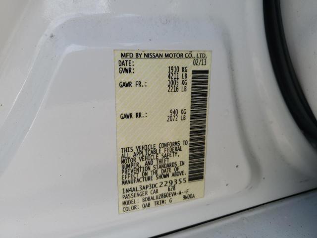 1N4AL3AP3DC229355 - 2013 NISSAN ALTIMA 2.5 WHITE photo 12