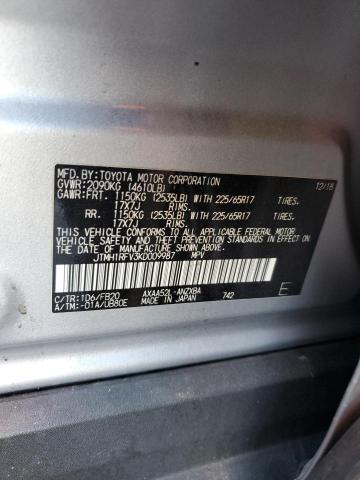 JTMH1RFV3KD009987 - 2019 TOYOTA RAV4 LE SILVER photo 12