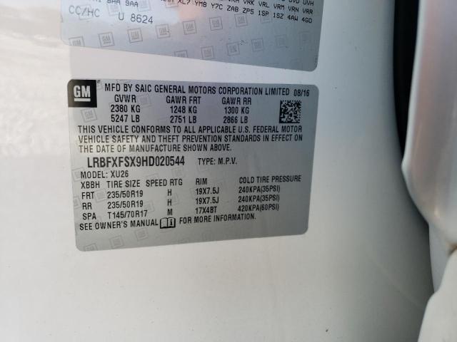 LRBFXFSX9HD020544 - 2017 BUICK ENVISION PREMIUM II Ağ foto 13