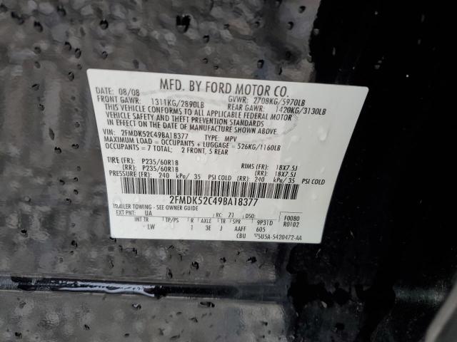 2FMDK52C49BA18377 - 2009 FORD FLEX SEL BLACK photo 13