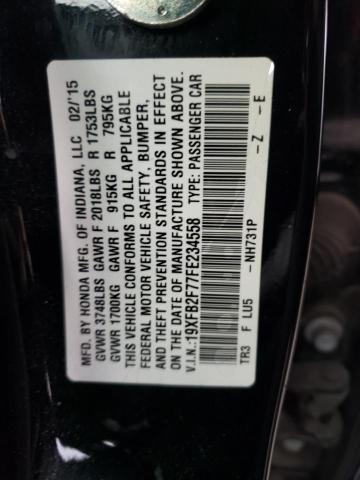 19XFB2F77FE234558 - 2015 HONDA CIVIC SE BLACK photo 12