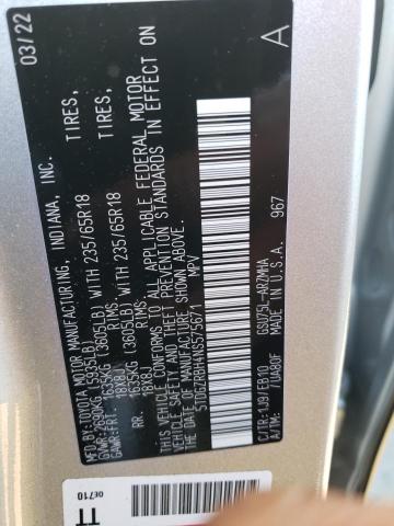 5TDGZRBH4NS575671 - 2022 TOYOTA HIGHLANDER XLE SILVER photo 12
