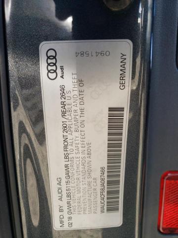 WAUC4CF58JA087466 - 2018 AUDI S5 PRESTIGE GRAY photo 12