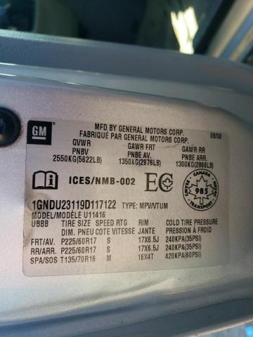 1GNDU23119D117122 - 2009 CHEVROLET UPLANDER LS SILVER photo 14