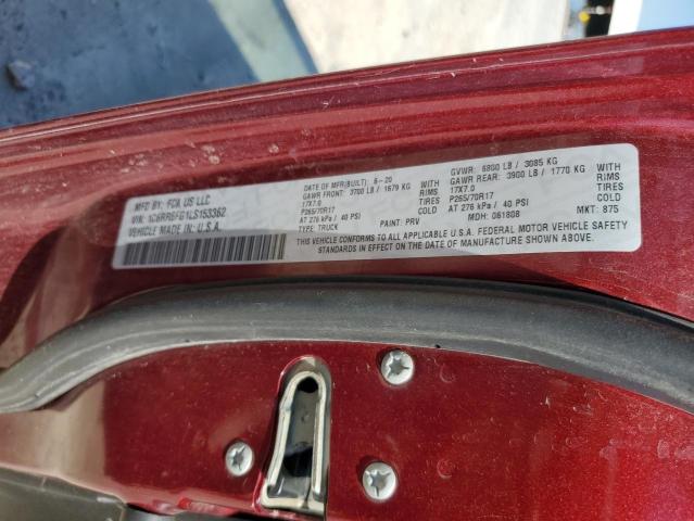 1C6RR6FG1LS153362 - 2020 RAM 1500 CLASS TRADESMAN Bordo fotoğraf 12