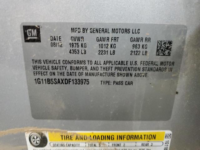 1G11B5SAXDF133975 - 2013 CHEVROLET MALIBU LS SILVER photo 13